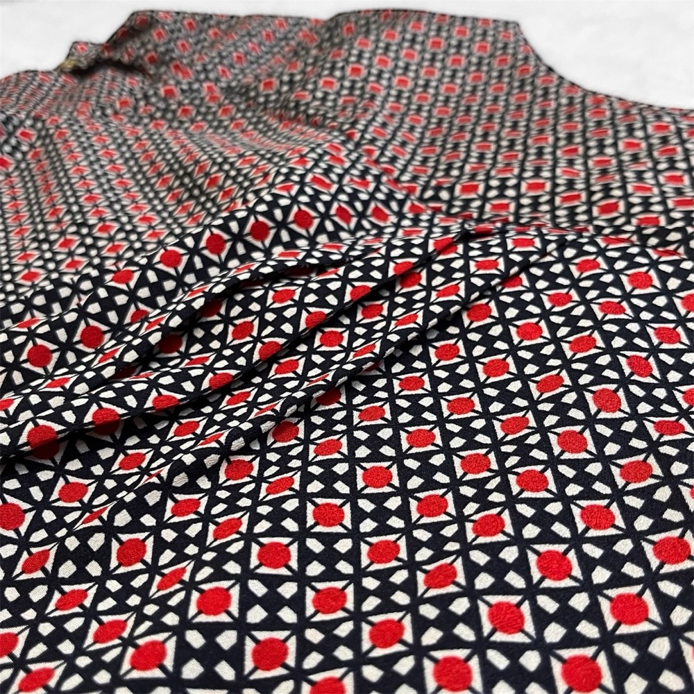 The Limited Women’s Geometric Print Short Sleeve Blouse - Red/White/Navy Blue - Picture 4 of 8